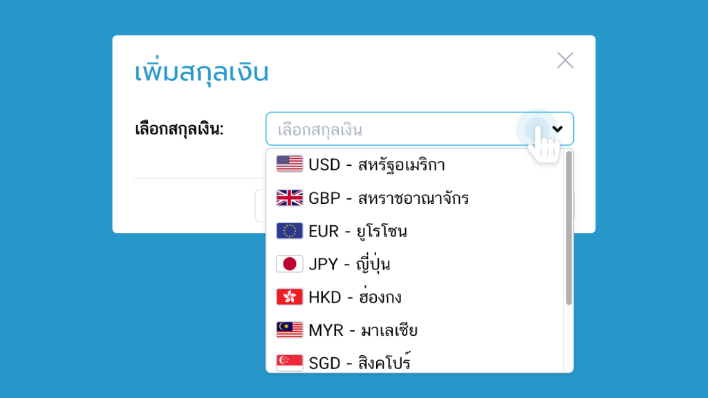 เพิ่มสกุลเงินที่ใช้ในเอกสาร