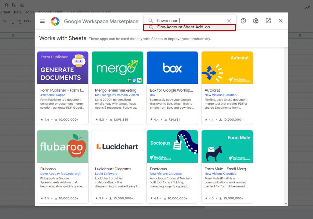 FlowAccount Sheet Add-on