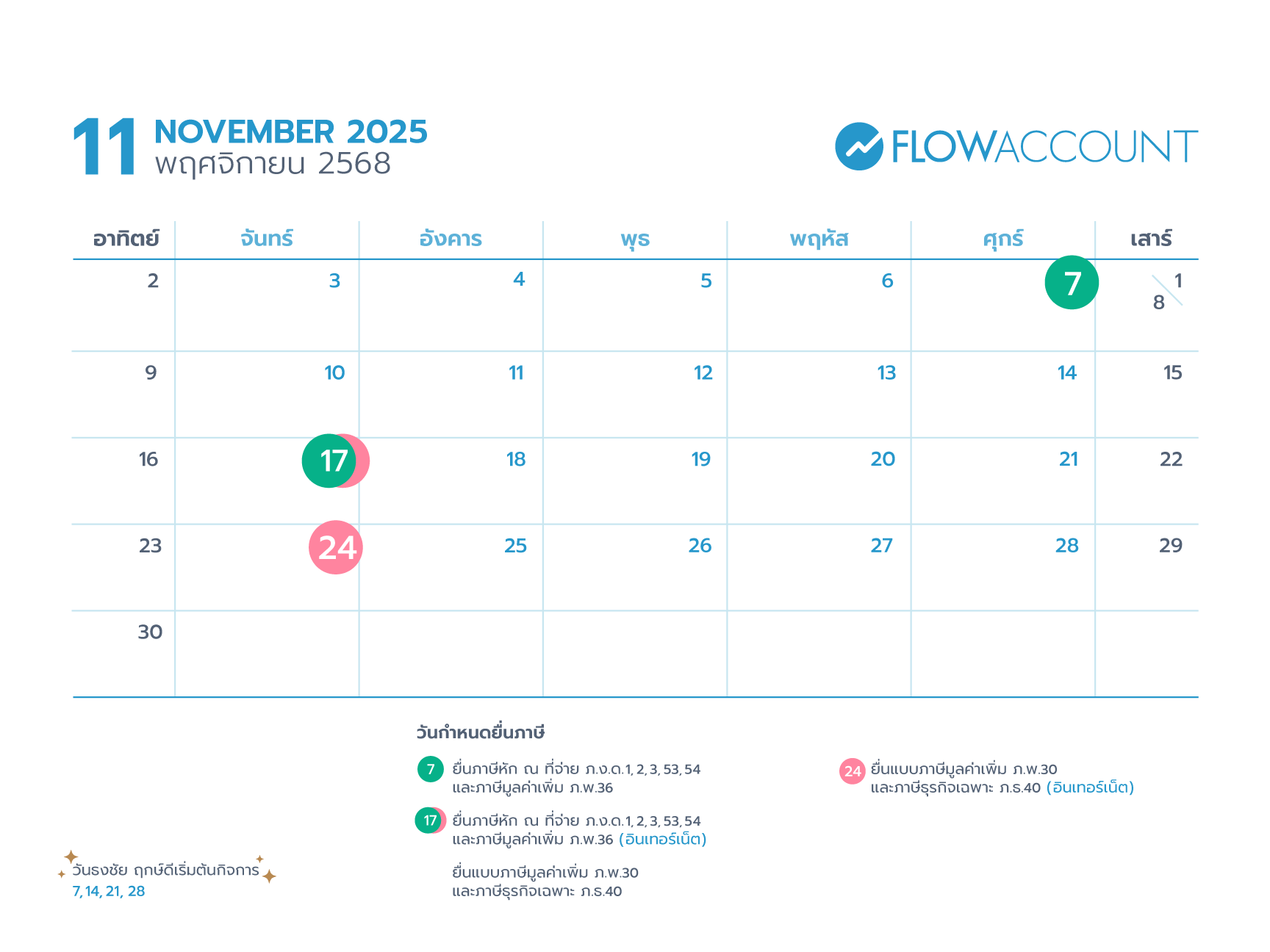 Tax calendar on 11 November