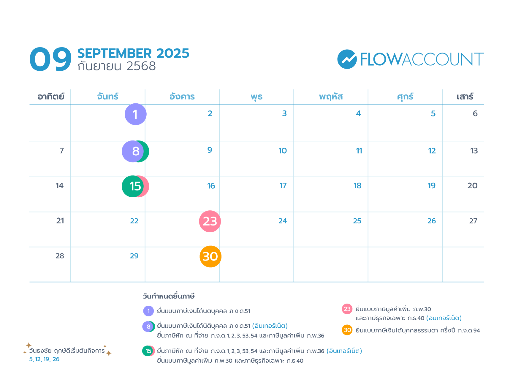 Tax calendar on 9 September