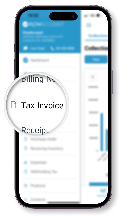 Create Tax Invoice via mobile app