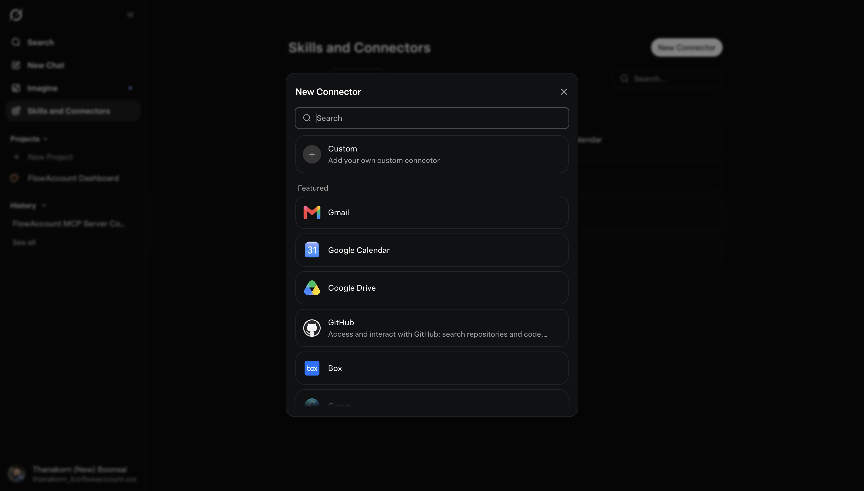 New Connector แล้วเลือก Custom