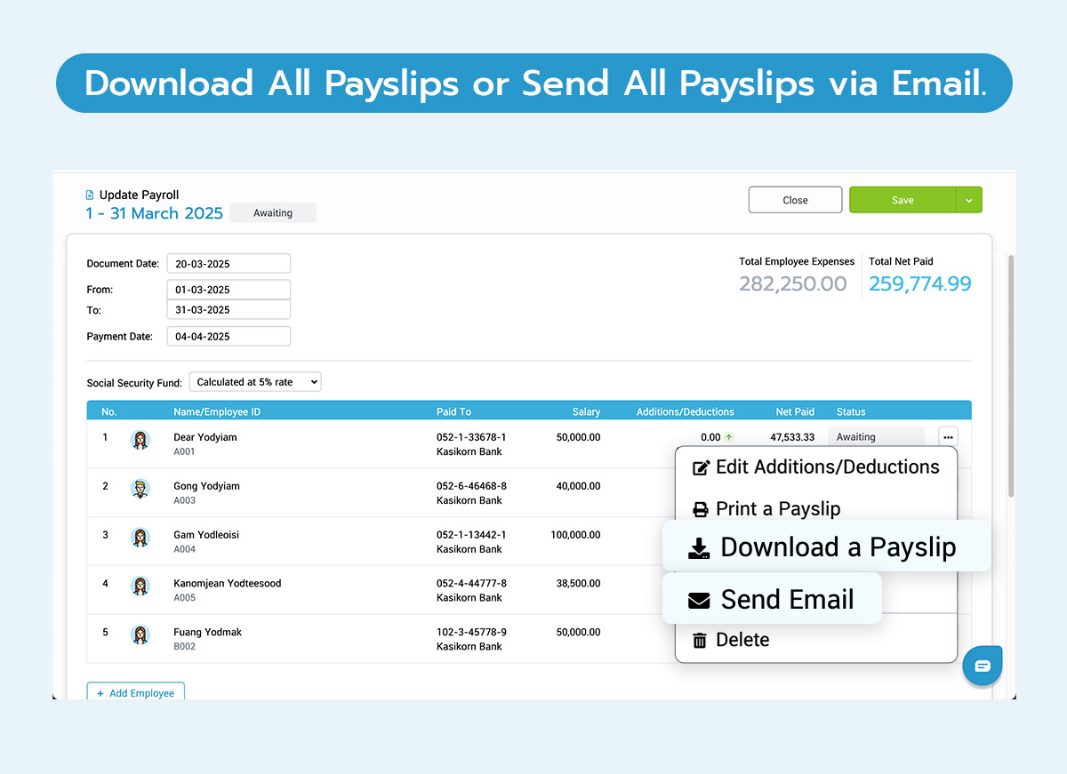 Send All Payslips via Email
