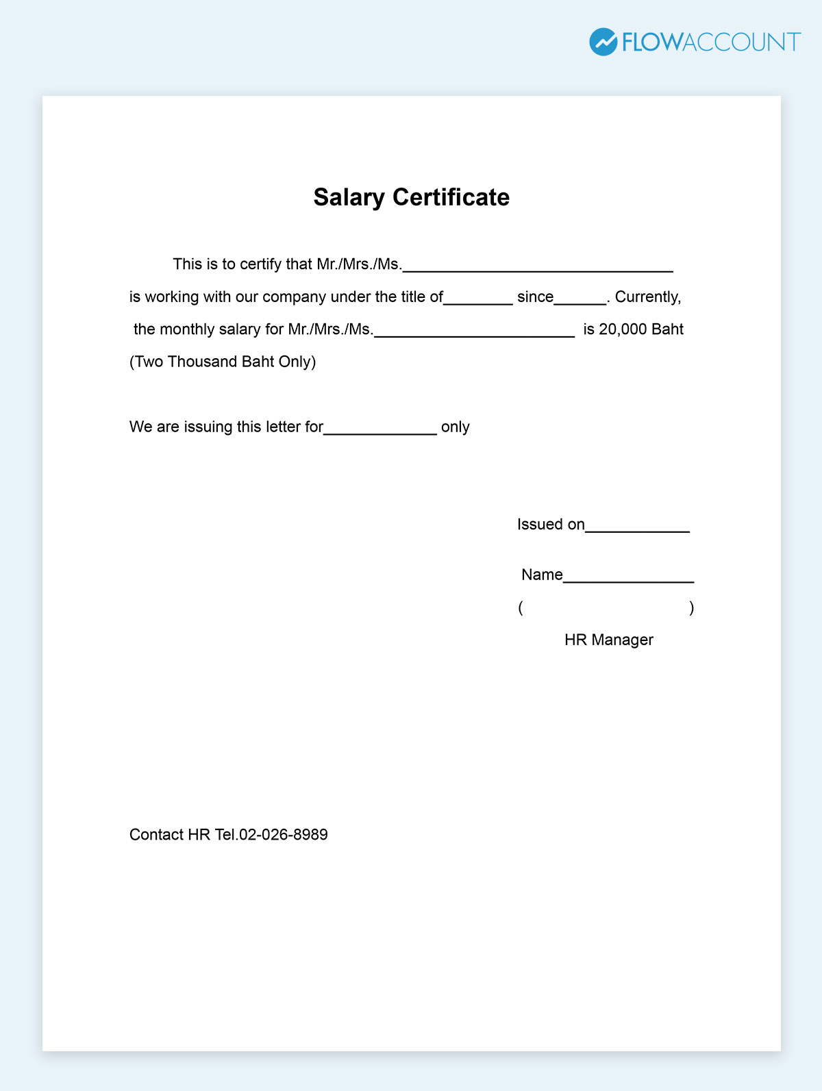 Salary Certificate Sample